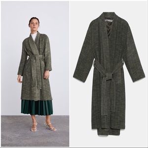 Olive Green Wrap Tie Belt Coat